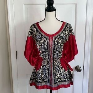 🔥3/$20🔥 HeartSoul satin printed peplum blouse size M